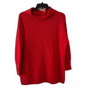 Free People Red Womens‎ Long Sleeve Dolman Mock Neck Oversized Sweater Top Small